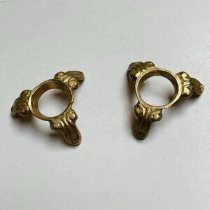 Vintage Gold Tone Metal Egg Stand 3 Legs Display Decor 2 Pieces